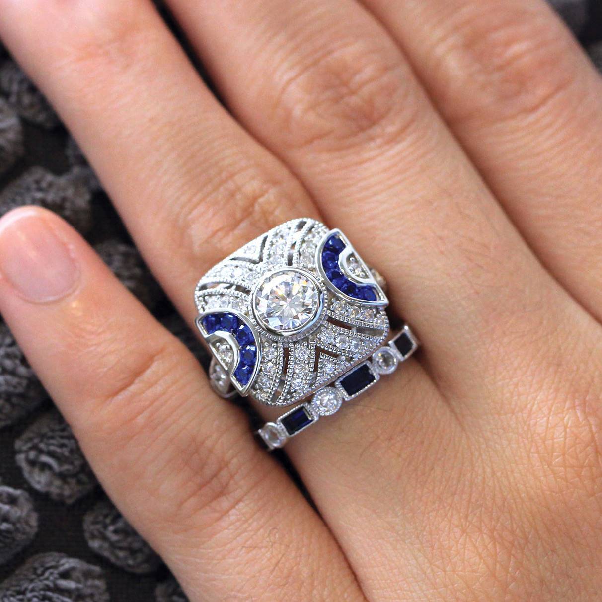 YOUNGWISH new hot selling natural blue Topa stone set eBay Amazon European and American engagement rings