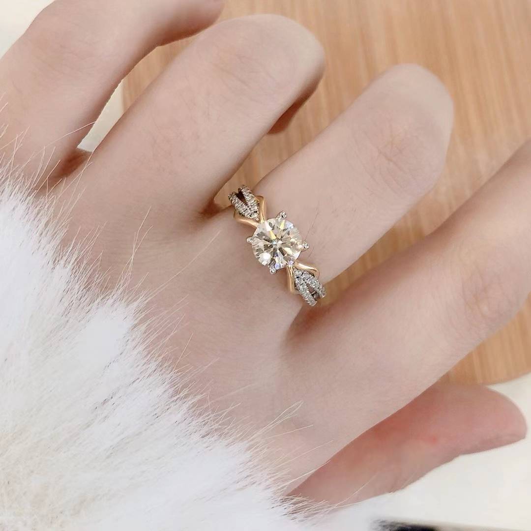 Mozang stone knot fate Women's ring double -colored fashion model S925 silver