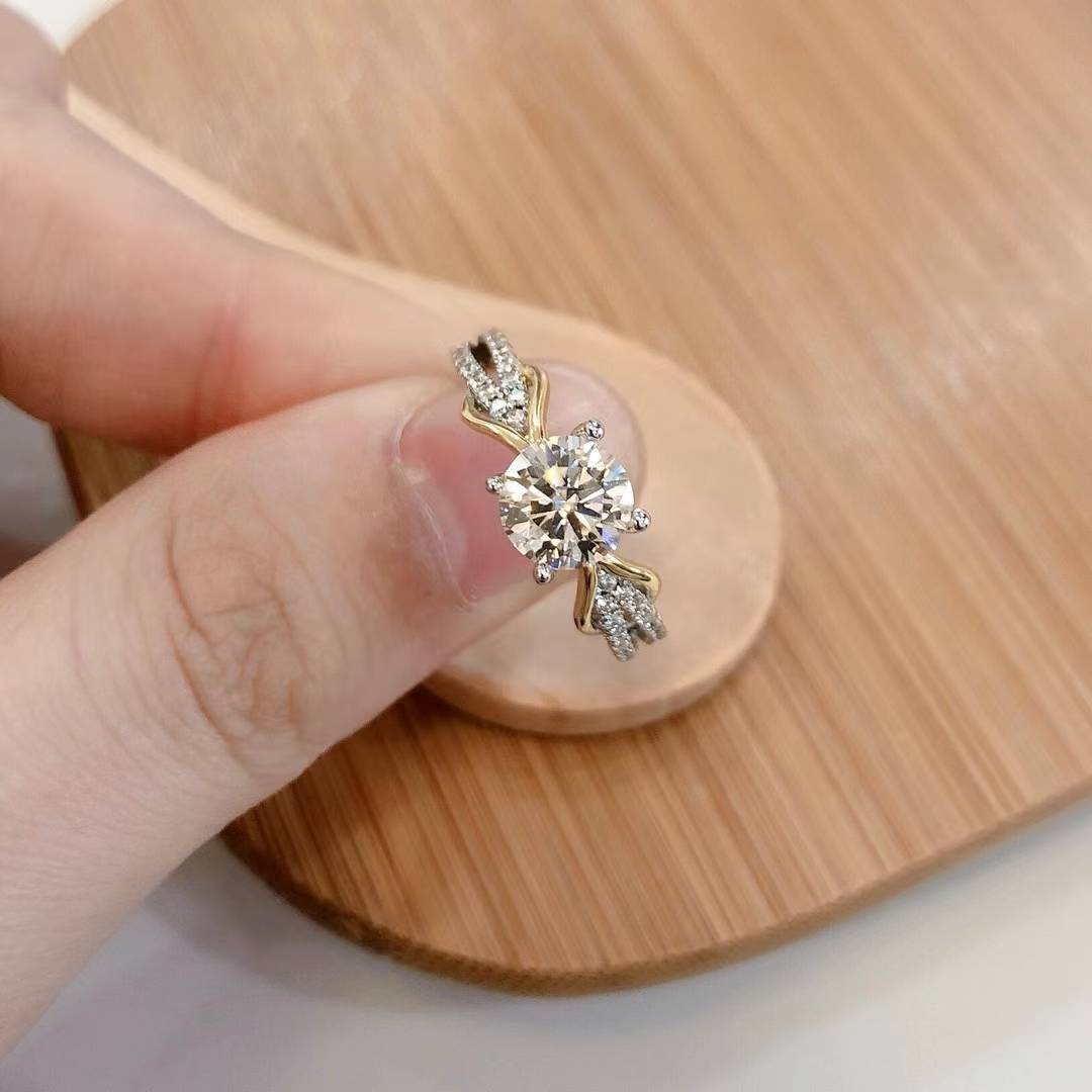 Mozang stone knot fate Women's ring double -colored fashion model S925 silver