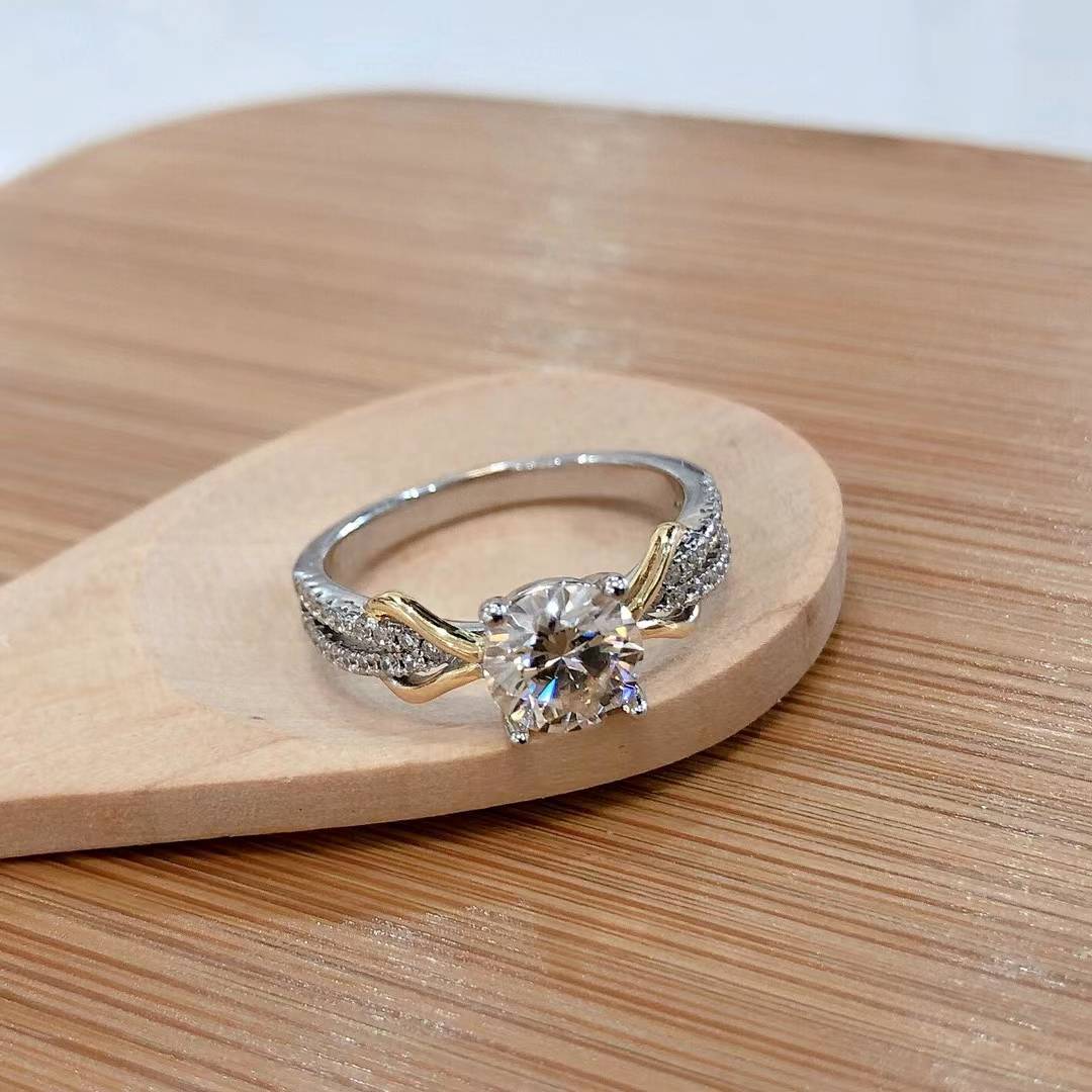 Mozang stone knot fate Women's ring double -colored fashion model S925 silver