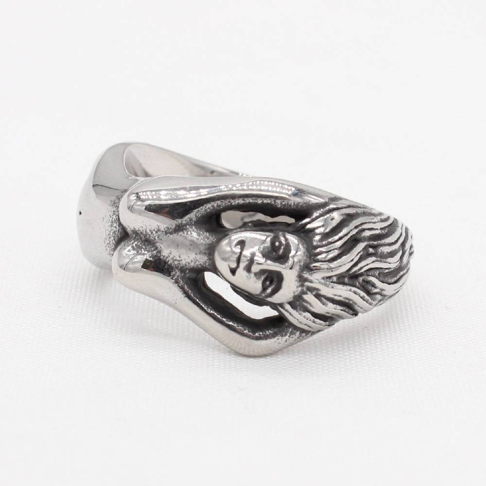 R1630 jewelry European and American personality retro Merbus Men's titanium steel ring