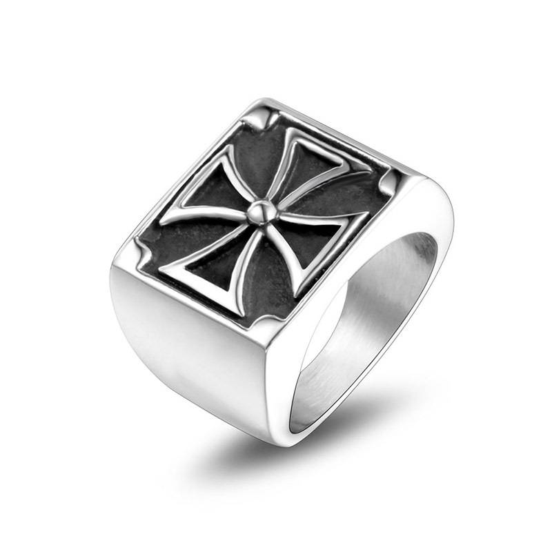 New European and American Cross Men's Titanium Steel Ring Simple Four Leaf Wind Car Ring Trip SA584