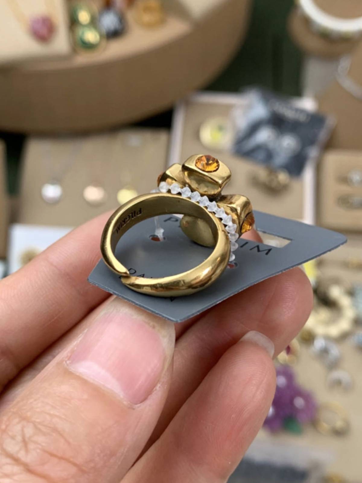 European and American jewelry inlaid four -leaf grass brass opening ring is fashionable and exquisite