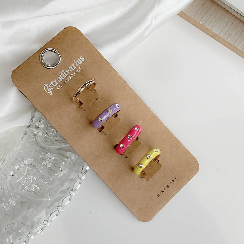 Qingdao European and American jewelry trendy rainbow color fashion trendy tide rings flash diamond embellishment enamel ring ring
