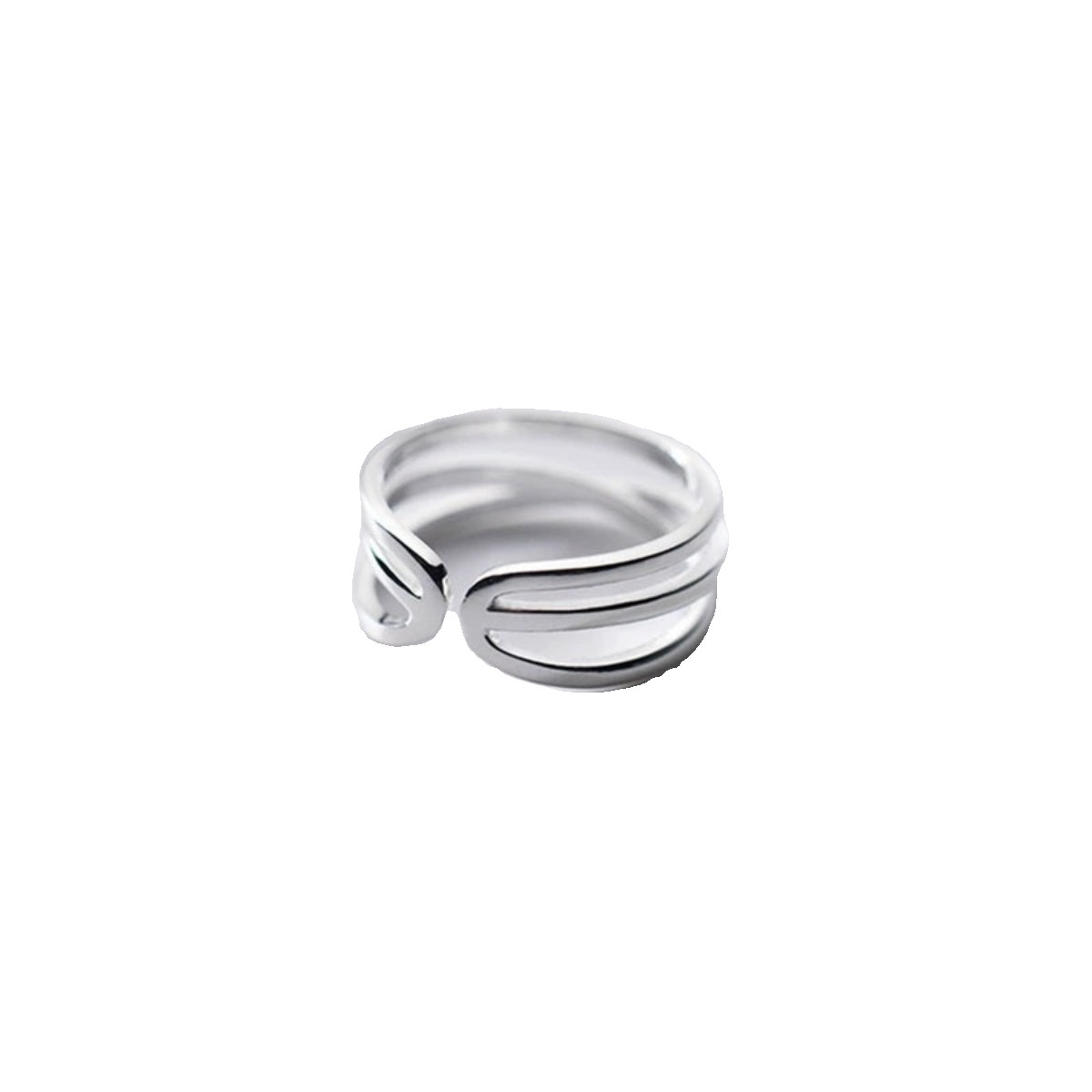 S925 Silver Rings Women's Simple Line Three -layer Cross -Light Metronal Temperature Time Small Open Open Adjustable Ring