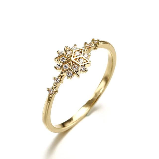 Japanese S925 sterling silver plated 14K gold and Platinum women's ring rings Exquisite snowflake commute models