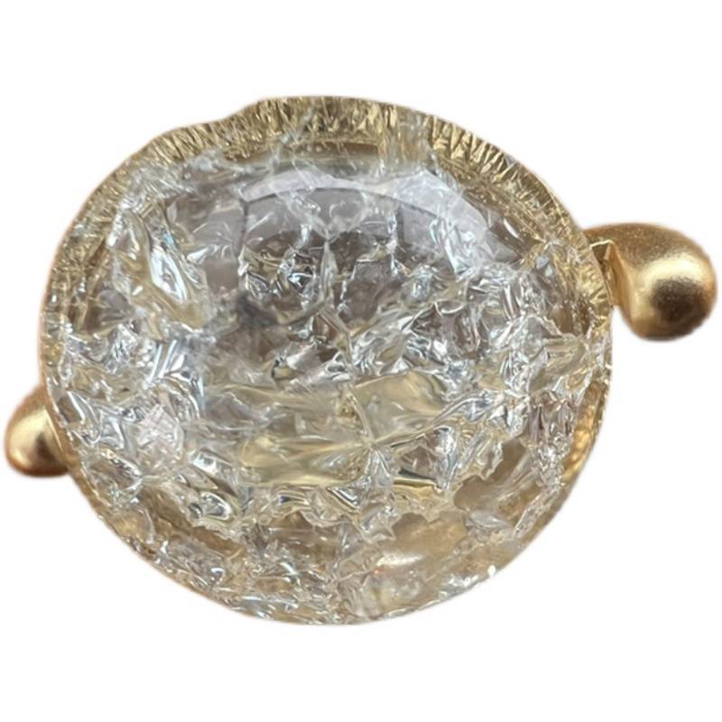 Nina Sun literary retro copper opening adjustment of real gold electroplating medium ancient burst glazed ring