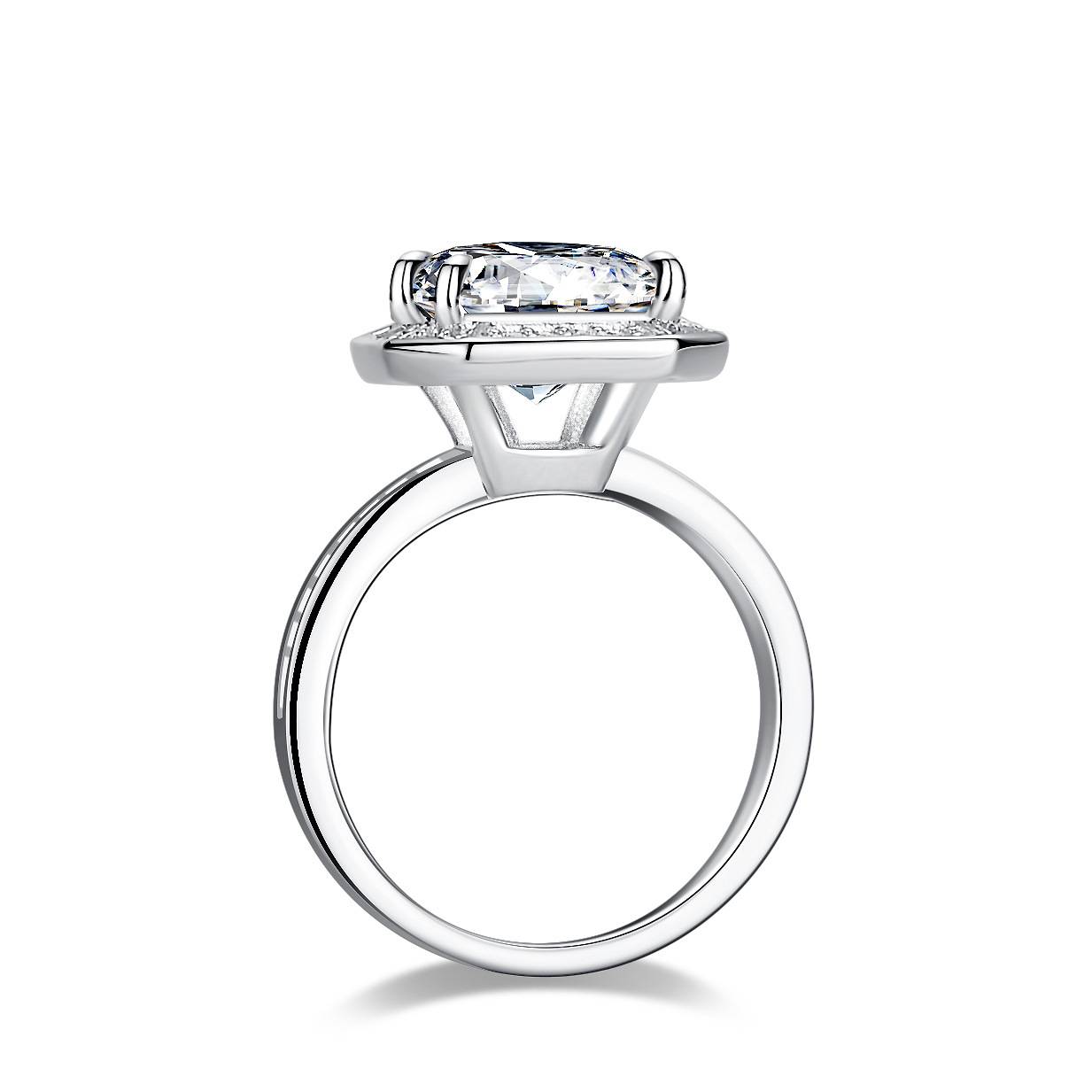 Mozang Stone ring S925 Silver Live Cross -border Pagoda 5 -carat ring Alien Asat