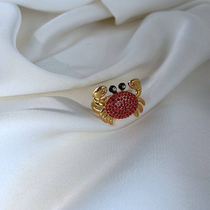Fashion Light Diamond Red Gem inlaid Crab Ring JZ2
