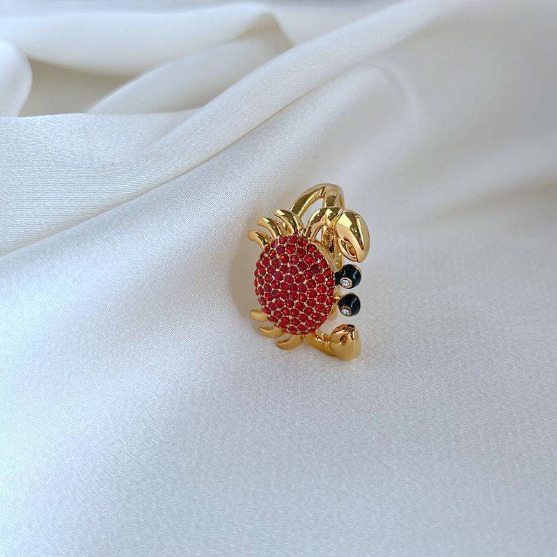 Fashion Light Diamond Red Gem inlaid Crab Ring JZ2