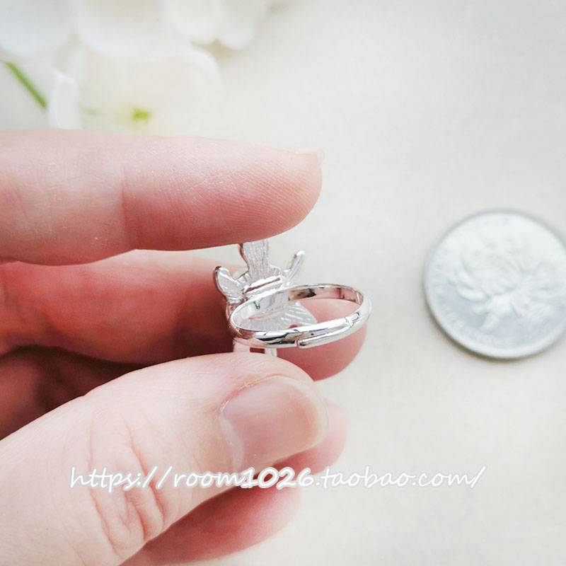 Original single European and American color light blue fish scales pattern gem inlaid silver small turtle ring