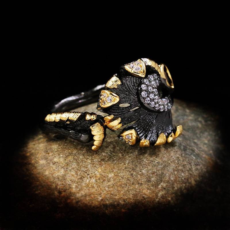 Speed Tower Hot Sale of European and American Explosion Ring Female Black Gold Purple Polystone Equipment Retro Micro Micro Set Accessories