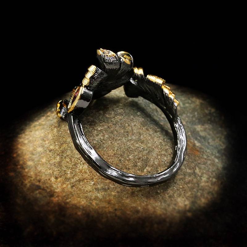 Speed Tower Hot Sale of European and American Explosion Ring Female Black Gold Purple Polystone Equipment Retro Micro Micro Set Accessories