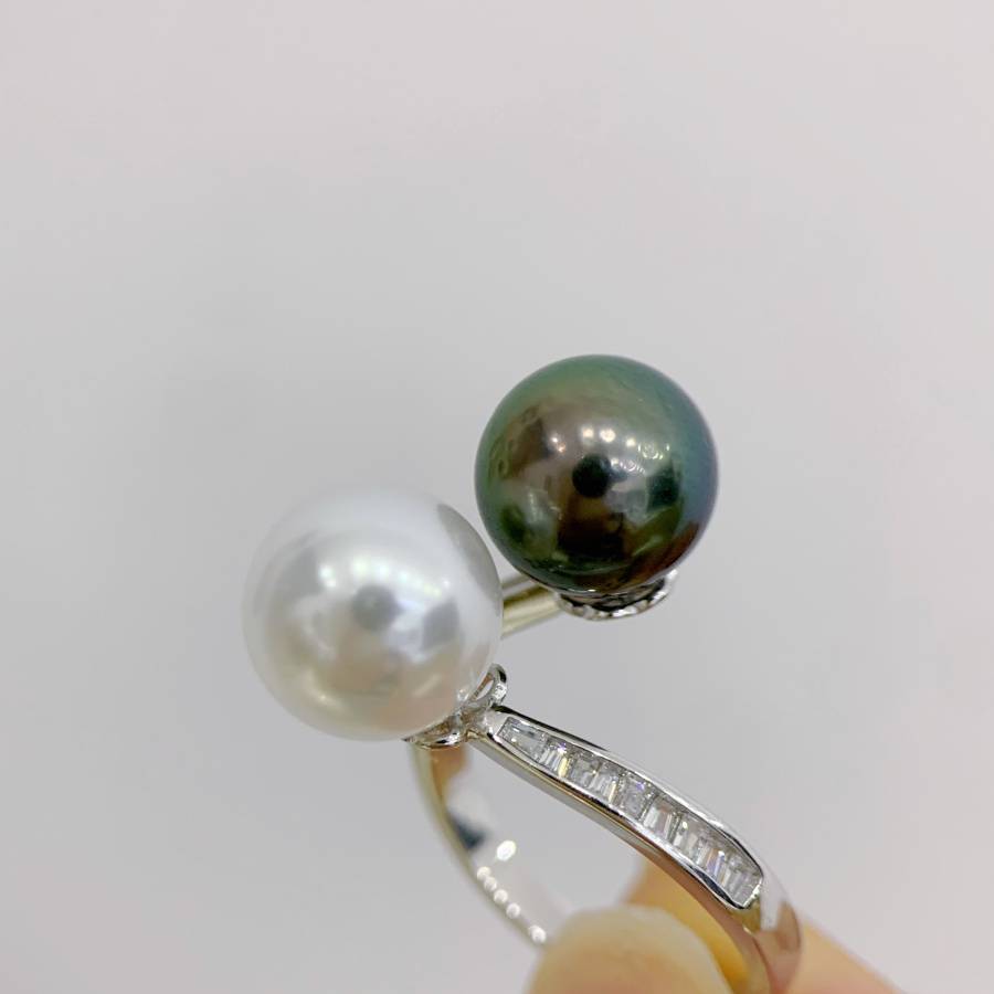 DIY accessories new S925 sterling silver simplicity staircase brilliant double bead pearl ring wild temperament rings empty support