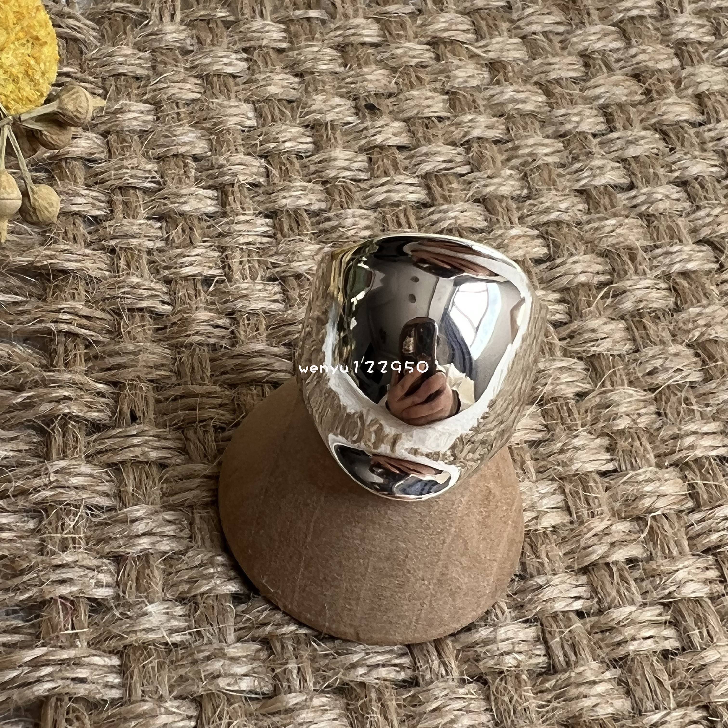 Japanese niche design sensor, the whole body S925 sterling silver trend opening wide face ring