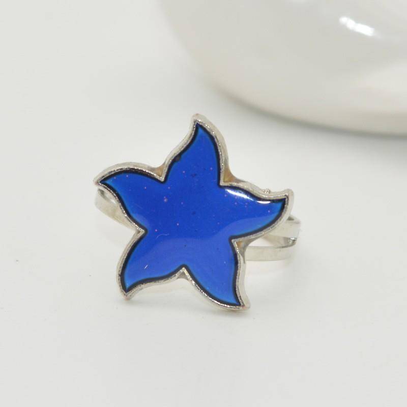 Sensitivity temperature control temperature sensor color deformation ring smart temperature opening jewelry starfish ring birthday couple gift