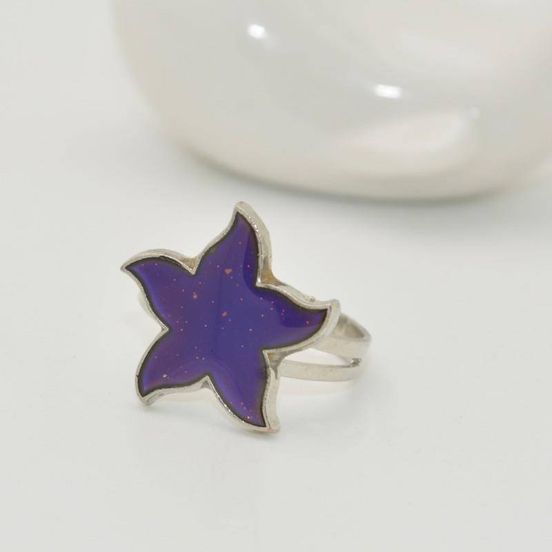 Sensitivity temperature control temperature sensor color deformation ring smart temperature opening jewelry starfish ring birthday couple gift