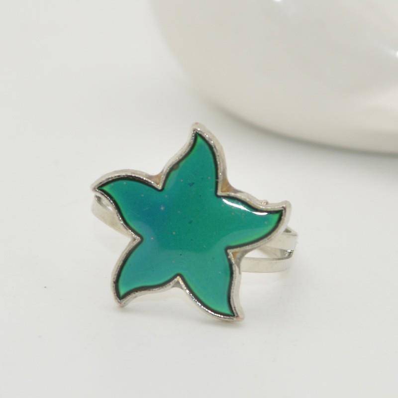 Sensitivity temperature control temperature sensor color deformation ring smart temperature opening jewelry starfish ring birthday couple gift