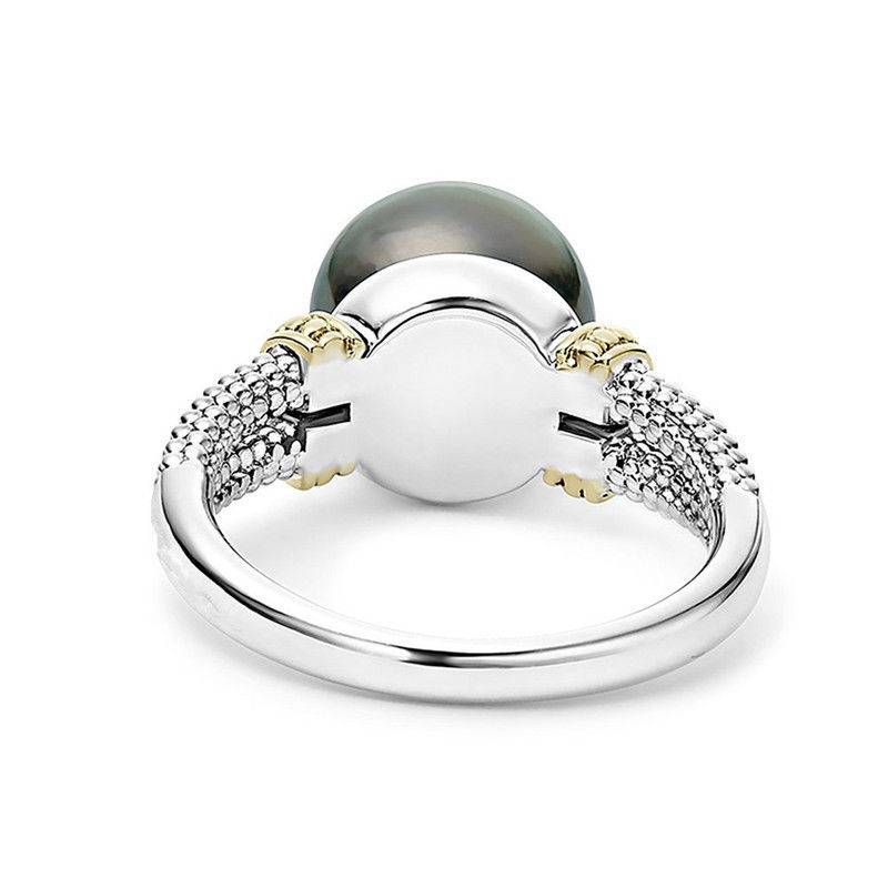Young cross -border supply EBAY inlaid gray pearl ring Europe and the United States WISH round plating 925 silver wedding ring