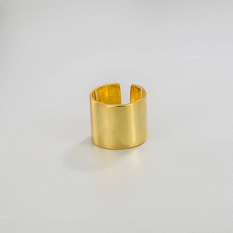 S925 sterling silver light surface wide edge ring simple net red versatile temperament cold air openings ring