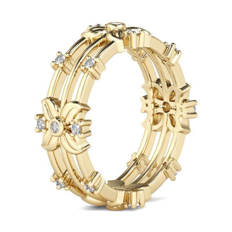 New hot -selling European and American accessories exaggerated hollow single drill simple line line flowers world butterfly ring