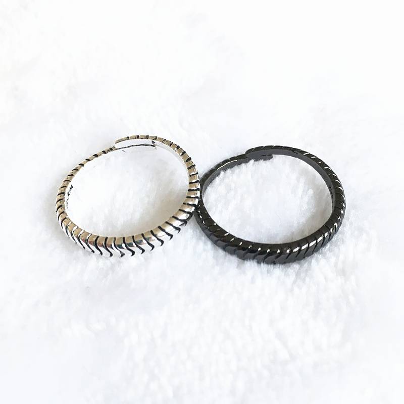 Danish Pilgrim black gold -colored silver thread women's opening labeling ring ring ring export special offer