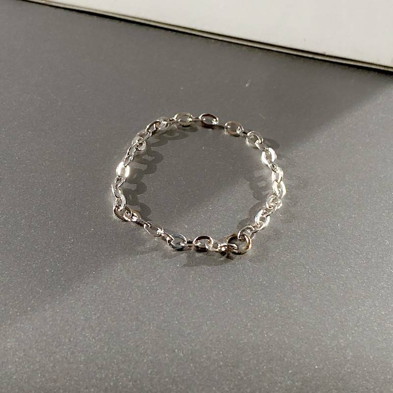 European and American jewelry minimalist silver chain with the shape of the ring, personality trendy niche circle chain