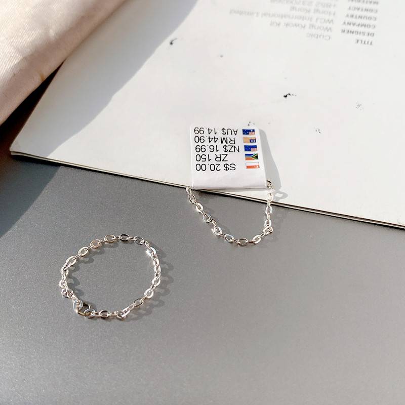 European and American jewelry minimalist silver chain with the shape of the ring, personality trendy niche circle chain