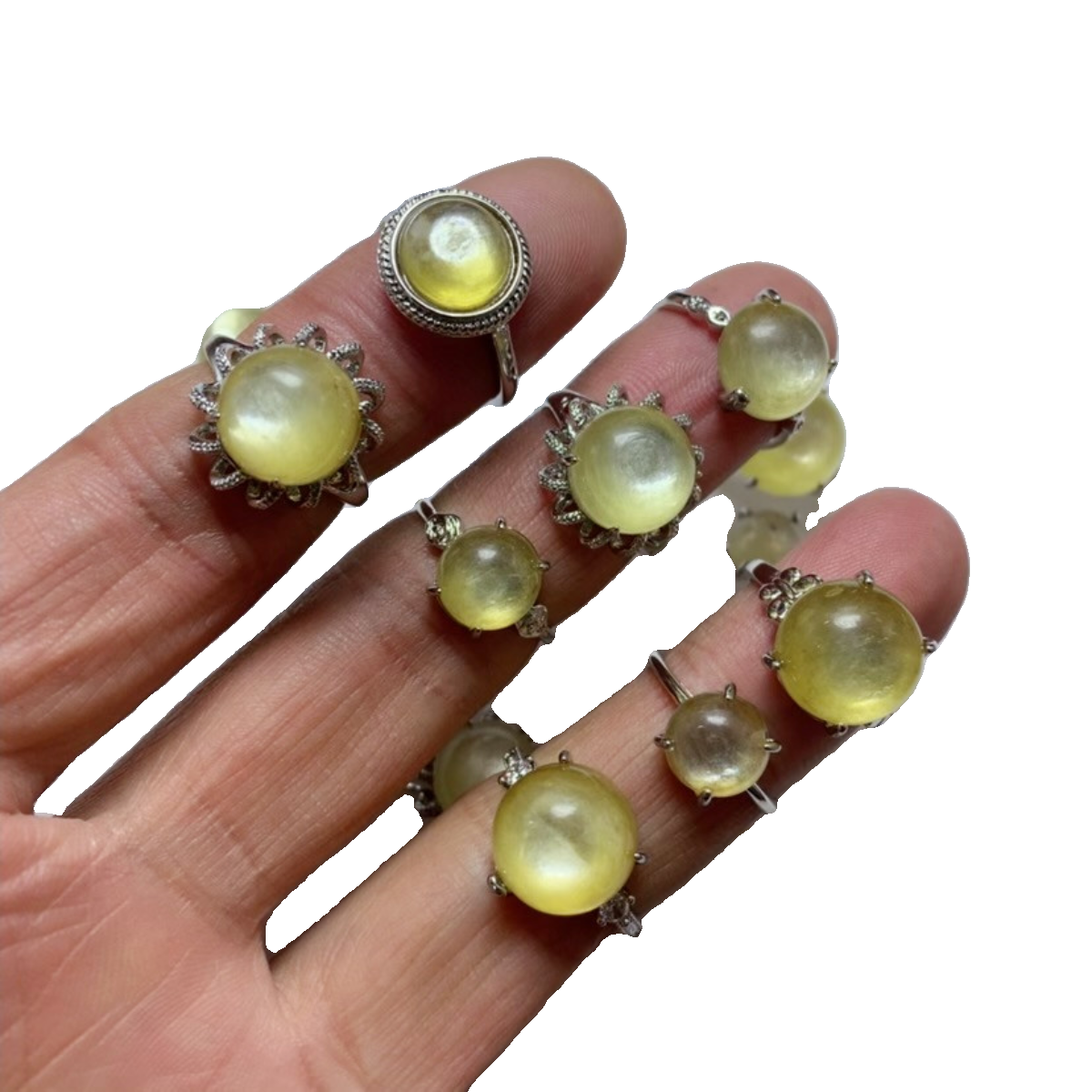 Pick up the natural yellow lithium Cloud Mother ring white copper entrusting living mouth women's models are not randomly issued
