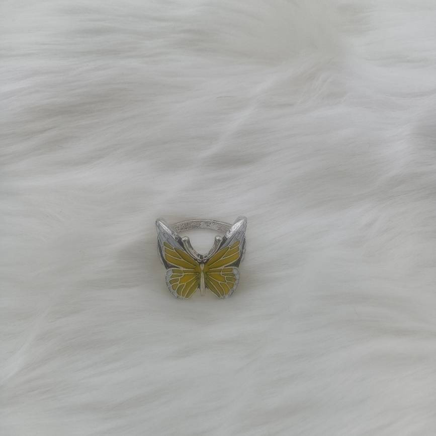 3 European and American original single fashion trendy temperament versatile exquisite luxury, simple, personalized silver -plated silver drop oil butterfly ring