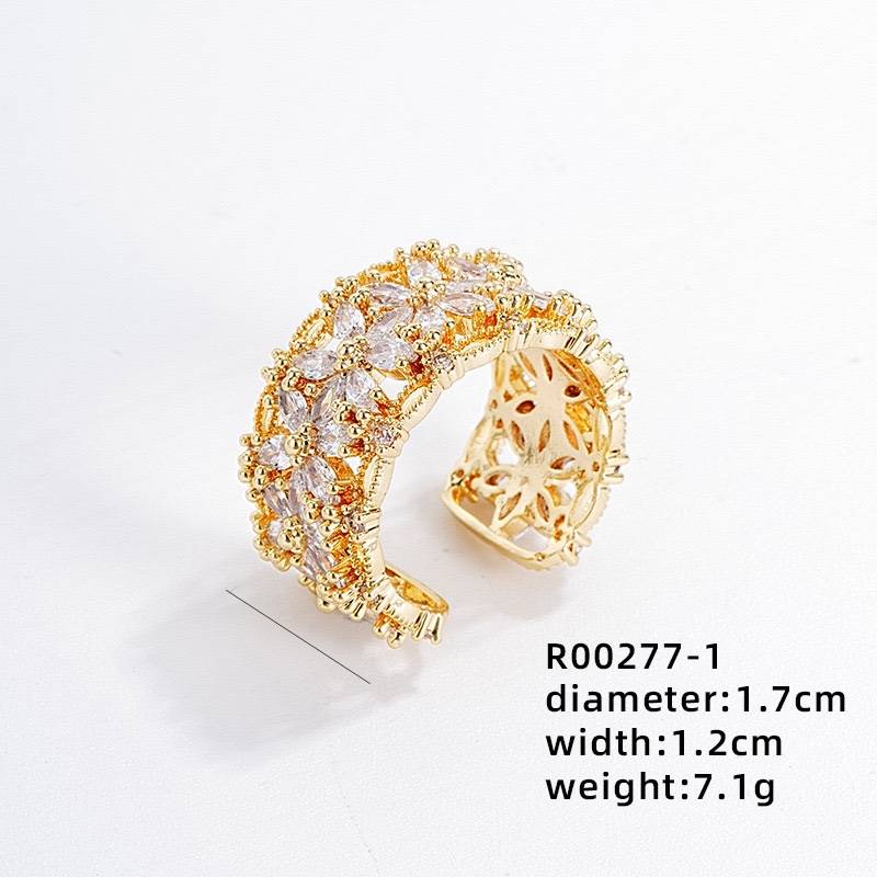 New European and American style jewelry inlaid opening rings Full diamonds full diamond hollow ring counters with the same female ring