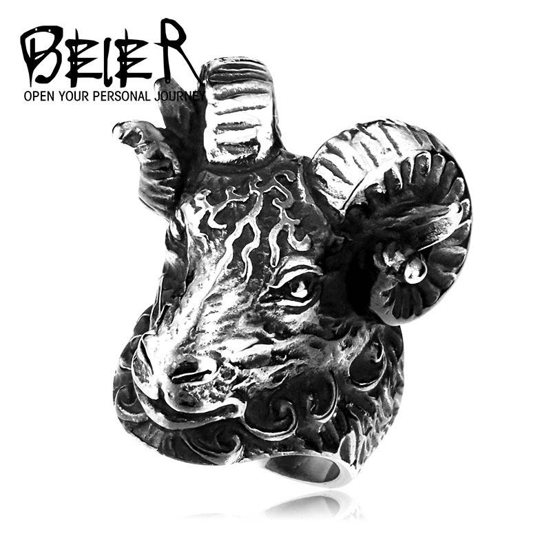 Cross -border European and American jewelry Pan sheep head rod stainless steel cast titanium steel personality jewelry