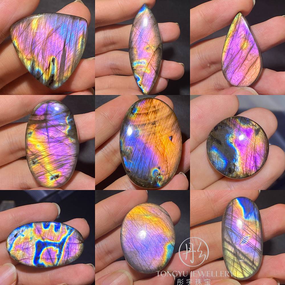 [Tongyu] Moonlight stretch stones spike live broadcast of linked nude stone ring pendant fixed gold