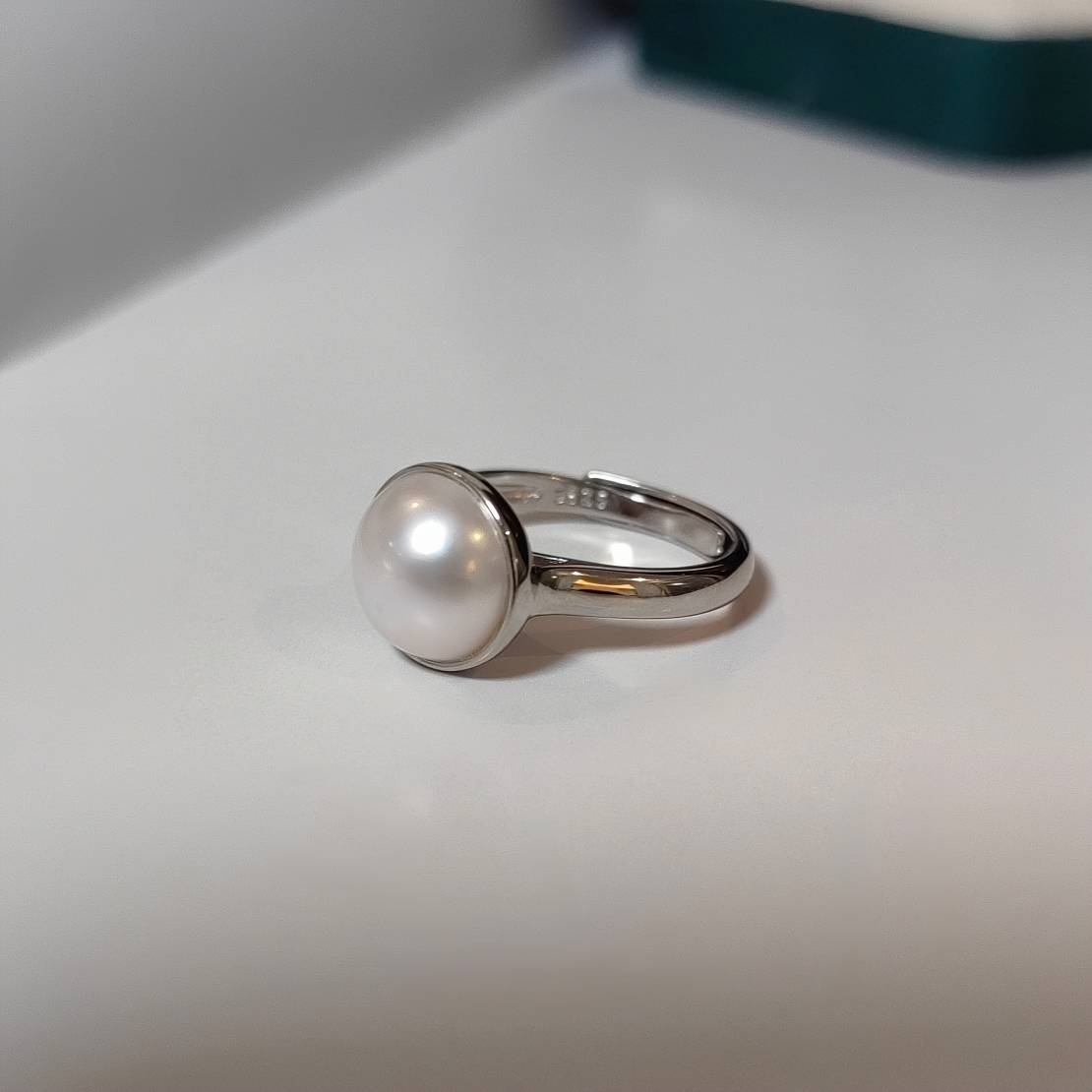 Lan Sheng Tian Ran Magnoma Mabe -shaped pearl ring simple and wild temperament S925 Silver opening adjustable