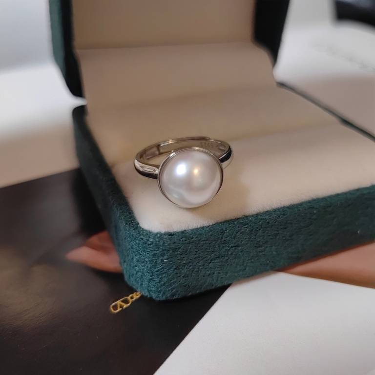 Lan Sheng Tian Ran Magnoma Mabe -shaped pearl ring simple and wild temperament S925 Silver opening adjustable