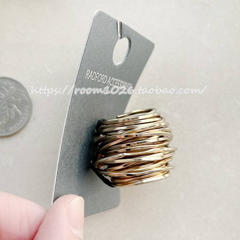 Original single European and American fan gold multi -layer entangled metal exaggerated ring