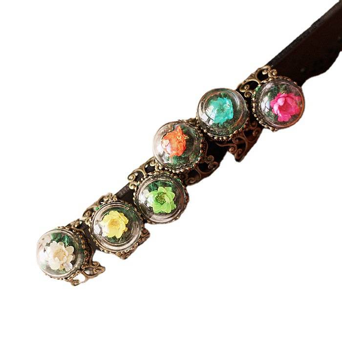 Autumn new Mori Natural simulation dry flower ring retro electroplated bronze eternal flower exit