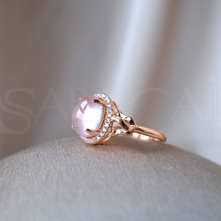 Saracai ◆ 925 sterling silver!Natural ice type powder crystal hibiscus stone ring 7*9mm