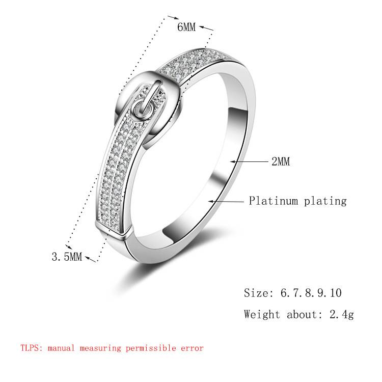 Cross -border micro -inlaid belt shape couple ring Korean version of the simple belt ring European and American Valentine's Day gift Wish