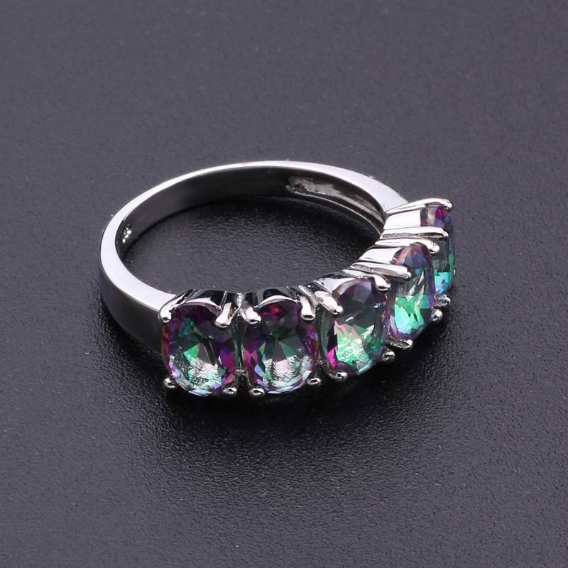 Factory direct sales cross -border Wish hot sale of colorful vermiculite personality birthday stone ring women