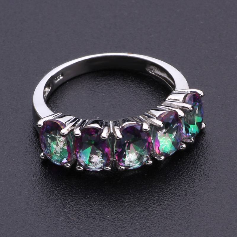 Factory direct sales cross -border Wish hot sale of colorful vermiculite personality birthday stone ring women