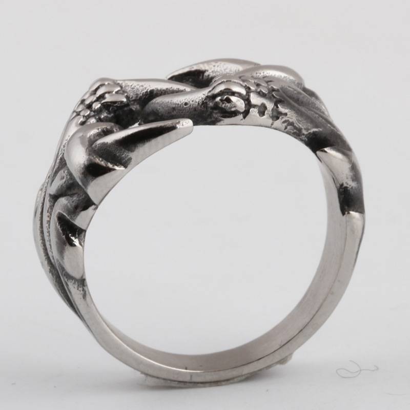 Ruiblang Sales New European and American Domineering Personal Dragon Claw Men's Retro Titanium Steel Ring