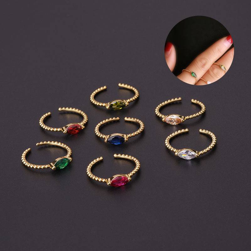 Hengson Simple Colorful Horse Eye Clevey Ring European and American hand accessories adjustable opening ring finger fashion jewelry