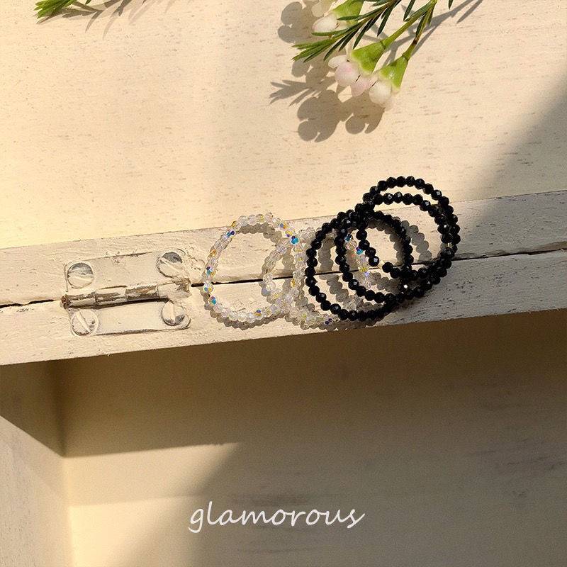 Handmade exclusive design super -match natural black -tip stone American 14K bag gold crystal ring female stack wearing fashion