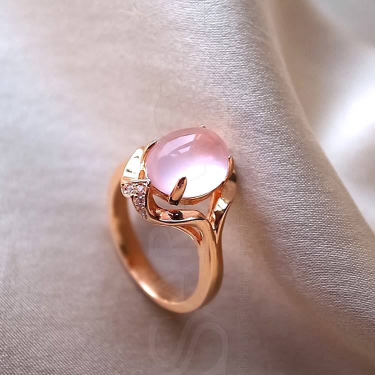 Saracai ◆ 925 sterling silver!Natural ice type powder crystal hibiscus stone ring PG7 × 9mm
