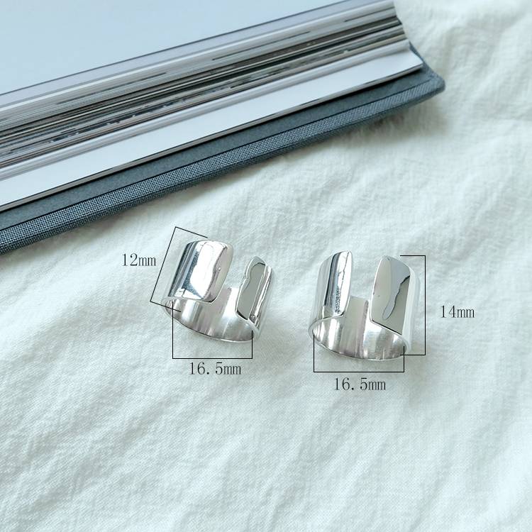Widening version ultra -width simple S925 sterling silver surface ring opens adjustable finger ring women's middle finger index finger ring ring