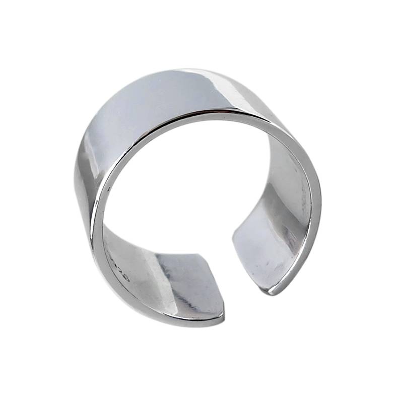 Widening version ultra -width simple S925 sterling silver surface ring opens adjustable finger ring women's middle finger index finger ring ring