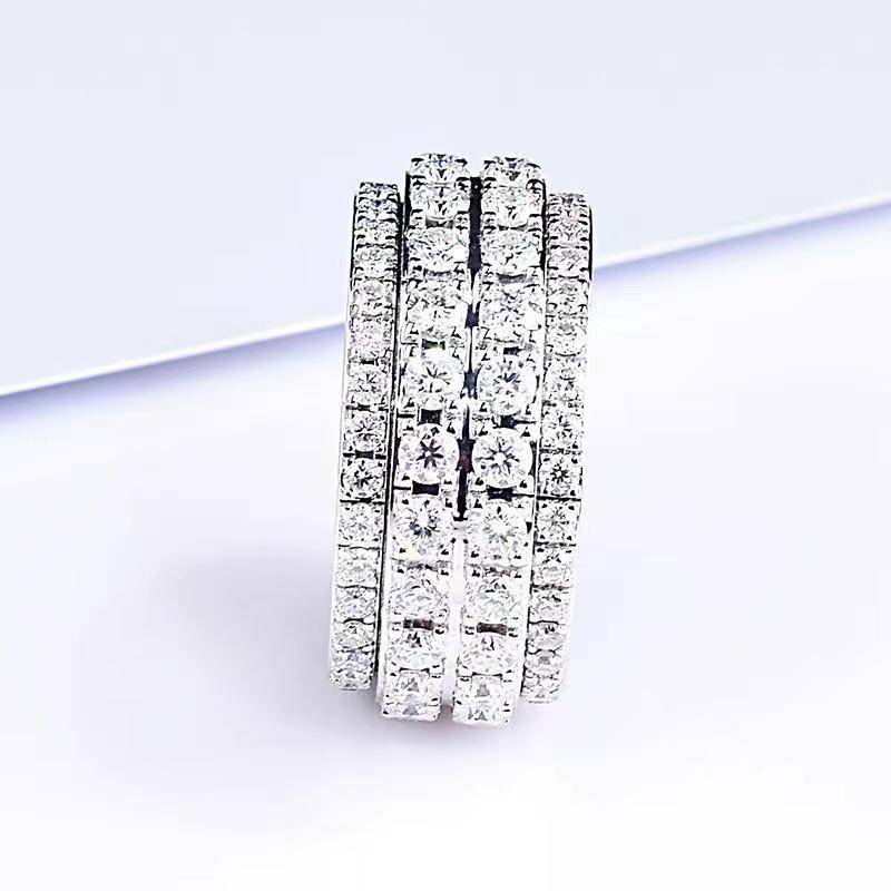 Mozan Stone Ring Men's 18K Platinum Diamond Ring Europe and the United States shines luxuriously full of starry stars.