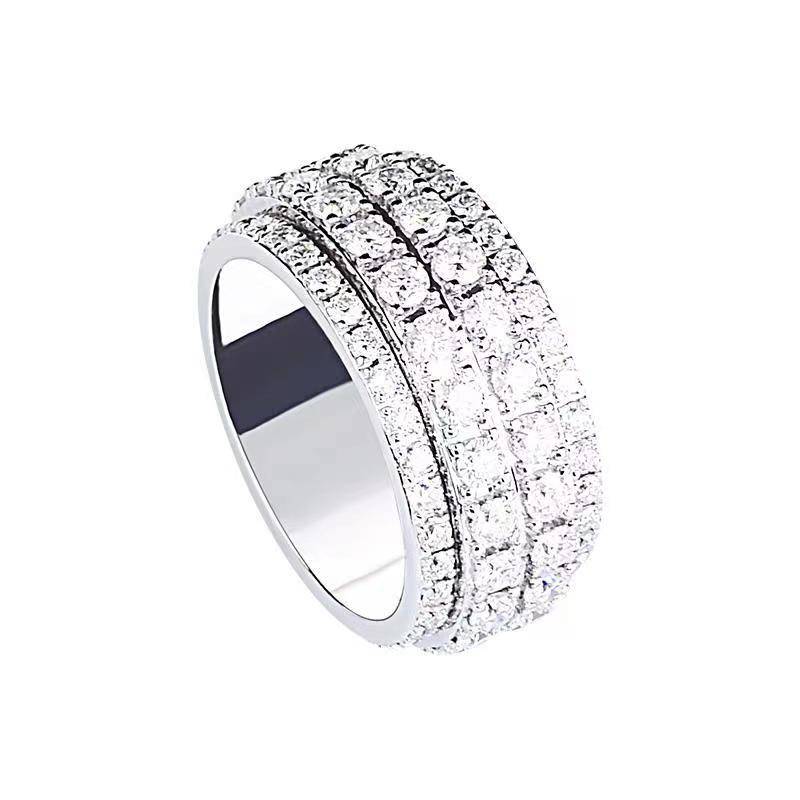 Mozan Stone Ring Men's 18K Platinum Diamond Ring Europe and the United States shines luxuriously full of starry stars.