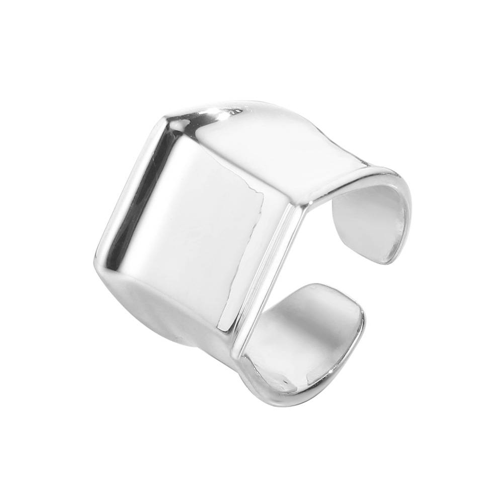 J1148 minimalist geometric line S925 Silver Wide Version Light Face Women's Ring INS Wind Amazing European and American Explosion